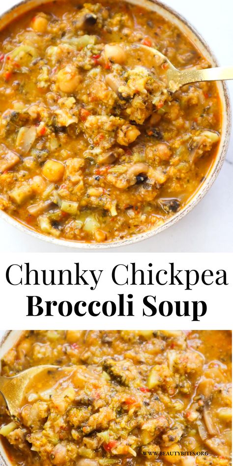 Broccoli Slaw Soup, Veggie Filled Soup, Broccoli Chickpea Soup, High Protein Minestrone Soup, Best Vegan Soups, Protein Filled Soup, Soup For Healing, Vegan Soup For Sickness, Hearty Vegetable Soup Recipes