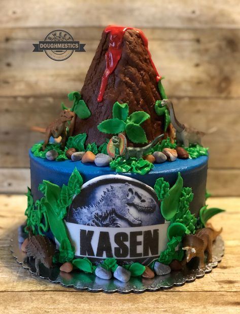 Jurassic Park Birthday Party Cake, Jurassic Park Cake Birthdays, Jurassic World Cake Ideas, Jurassic World Birthday Cake, Jurassic Park Birthday Cake, Dinosaur Volcano Cake, Jurassic Cake, Jurassic Park Cake, Rio Birthday Parties