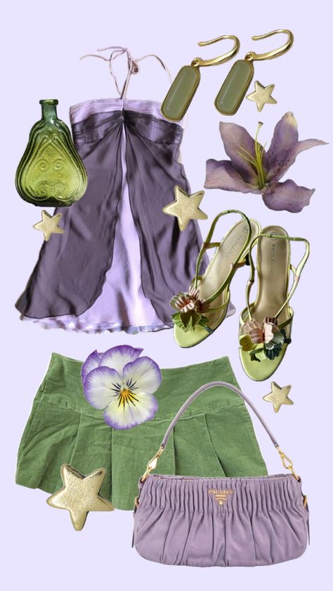 #outfit #summer #outfitinspo #purple #green #flower #star #gold Daphne Blake, Mode Hippie, Earthy Outfits, Funky Outfits, Purple Outfits, Green Flower, Swaggy Outfits, Really Cute Outfits, Outfit Summer