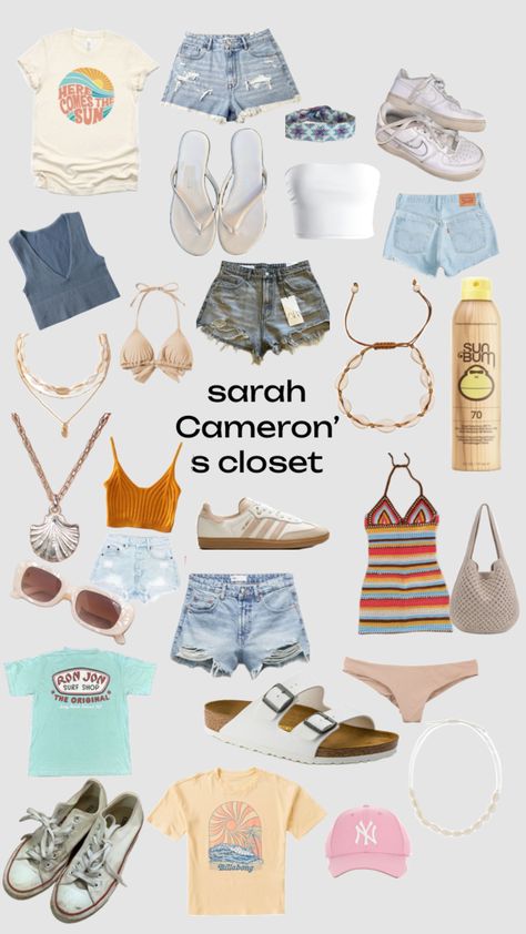 Sarah’s closet #pouge #p4l #pouges4life #outerbanks #sarahcameron #obx Pouge Life Outfit Aesthetic, Obx Outfits Sarah, Obx Sarah Cameron Outfits, Outerbanks Aethstetic Outfit, Outer Banks Themed Outfits, Coastal Outfit Ideas, Kiera Outer Banks Outfits, Obx Summer Outfits, Sarah Outer Banks Outfits