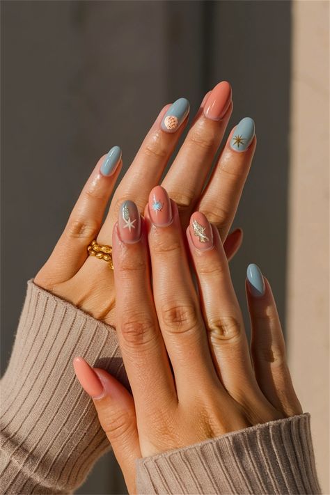 Escape to the shore with this dazzling beach-inspired nail look! Featuring a soft, sandy base adorned with delicate waves of ocean blue, these simple nail ideas capture the essence of a sun-soaked day by the water. Perfect for both casual outings and seaside parties, this style embodies effortless elegance. Get ready to flaunt your beachy nails and embrace the summer vibe! Beach Vibes Nails, Simple Nail Ideas, Beachy Nails, Beachy Vibes, Simple Nail, Surfs Up, Beach Inspired, Effortless Elegance, Beach Vibe