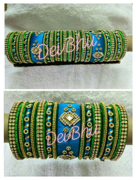 DevBhu Silk thread bangles beautiful combination blue and green Blue And Green Combination, Fabric Bangles, Green Combination, Kundan Bangles, Silk Thread Jewelry, Silk Thread Bangles, Thread Bangles, Thread Jewellery, Bridal Bangles