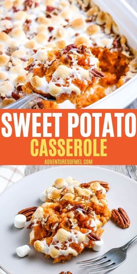 Sweet Potato Marshmallow Casserole, Thanksgiving Sidedish, Casserole Thanksgiving, Sweet Potato Casserole With Marshmallows, Marshmallow Topping, Canned Yams, Best Sweet Potato Casserole, Sweet Potato Casserole Easy, Canning Sweet Potatoes