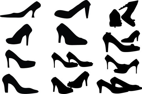 Heels Silhouette, Shoes Silhouette, Shoes Clipart, Girl Silhouette, Woman Shoes, Clipart Design, Vector Clipart, Girls Fashion, Digital Clip Art