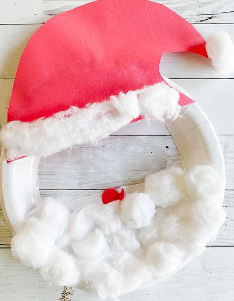 Santa Beard Craft, Santa Activities Preschool, Santa Face Craft, Santa Crafts For Toddlers, Santa Crafts Preschool, Santa Hat Craft, Face Mask Craft, Paper Plate Santa, Santa Hat Crafts