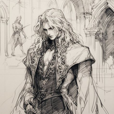 Castlevania Game Art, Castlevania Pfps, Alucard Fanart Castlevania, Alucard Drawing, Castlevania Manga, Alucard Castlevania Icon, Castlevania Characters, Vampire Castlevania, Castlevania Castle