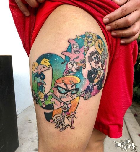 Cartoon Tattoo Designs Color, 90 Cartoon Tattoos, 90s Cartoon Tattoos Ideas, 90s Cartoon Tattoo Designs, 90s Cartoon Tattoos, Brandy And Mr Whiskers, Marley Tattoo, Bob Marley Tattoo, Cartoons Tattoo