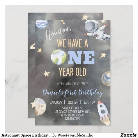 Outer Space Birthday Invitations, Space Invitation, Space Birthday Invitation, Astronaut Birthday, Outer Space Party, Galaxy Theme, Outer Space Birthday, Astronauts In Space, Space Party