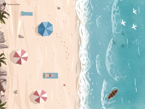 Summer Beach summer design innn illustration June Illustration, Korean Illustration, Beach Drawing, Beach Hammock, Eye Illustration, Forest Cabin, Beach Illustration, Summer Illustration, Japanese Illustration