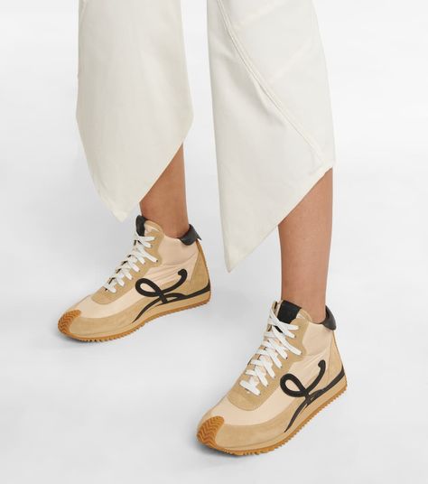 Loewe - Flow Runner suede-paneled sneakers | Mytheresa Loewe Puzzle, Wedge Sneaker, Designer Brands, Fall In Love, Calf Leather, Saint Laurent, In Love, Online Store, Gucci