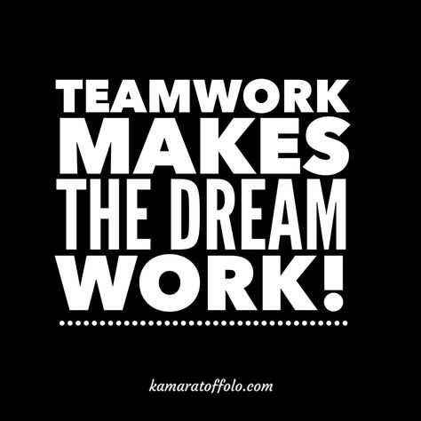 Teamwork makes the dream work! #quotes #quotestoliveby #quotestagram #life #inspire #soulwork #soultalk #truth #purpose #passion #happy #inspiration #leadership #leader #career #business #entrepreneur #great #greatness #success #dream #work #motivation #love #photooftheday #careercoach #coaching #lifecoach #freedom School Leadership Quotes, Teamwork Makes The Dream Work, Team Quotes, Happy Inspiration, Teamwork Quotes, Career Inspiration, Mural Ideas, Leadership Tips, Work Motivational Quotes