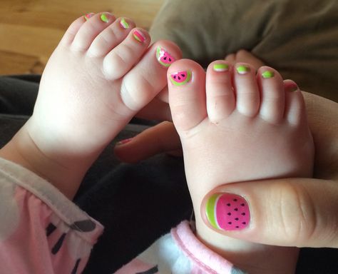 baby nails <3 Kids Toenail Designs, Baby Nails Design, Toddler Nail Ideas, Watermelon Toes, Baby Nail Art, Easter Nails Designs, Kids Nail Designs, Nail Art For Kids