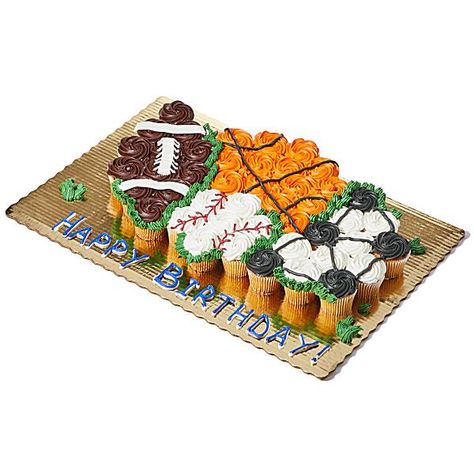 Sport Cupcakes, Baseball Cupcakes, Pull Apart Cupcake Cake, Pull Apart Cake, Cake Pulls, Delicious Cupcakes, Pull Apart Cupcakes, Basketball Theme, Cupcake Cake