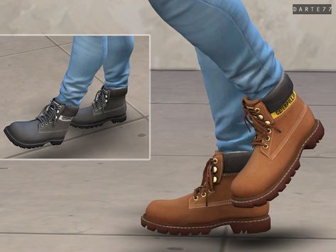 Caterpillar Boots | Darte77 on Patreon Sims 4 Men Clothing, Caterpillar Boots, Sims 4 Black Hair, Sims 4 Family, Cc Shoes, Sims 4 Cc Shoes, Free Sims 4, Sims 4 Expansions, Tumblr Sims 4