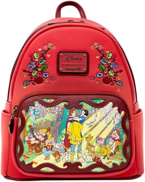 Amazon.com: Loungefly Disney Mini Backpack, Princess Snow White, Snow White and the Seven Dwarfs : Clothing, Shoes & Jewelry Affordable Red Disney Bags, Beauty And The Beast Mini Backpack, Coach X Disney Snow White, Disney Princess Loungefly, Disney Princess Stories, Snow White Loungefly, Princess Stories, Cute Mini Backpacks, Disney Princess Snow White