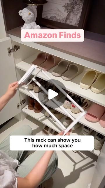 Mamas Finders on Instagram: "Shoe Storage Hack! 👟 This genius rack is your closet’s new best friend! It expands to fit ALL your shoes and folds flat when not in use. Perfect for any space! ✨😍 Comment WANT, & I’ll DM you the link🫶🏻 *( Make sure you’re FOLLOWING @mamasfinders so I can dm you ), or you can find it under “Organizers“ category on my Amazon Storefront (LINK IN BIO!)🩷I love it 🥰 This is game-changer. It’s compact, sturdy, and perfect for organizing your shoe collection. No more cramped closets! Plus, it’s versatile – great for kitchen storage too!✨   ** If for some reason you don’t get the link DM (IG can have a lot of glitches!🙈) you can tap the link in my bio to shop!*  #shoesstorage #entrywayorganization #homeorganization #spaceoptimization #spacesolutions #closetorgani Amazon Shoe Storage, Shoe Dividers, Shoe Storage Ideas Closet, Shoe Storage Hack, Shoe Rack In Closet, Shoe Organization Ideas, Shoes Storage Ideas, Kids Shoe Organization, Shoe Storage Hacks