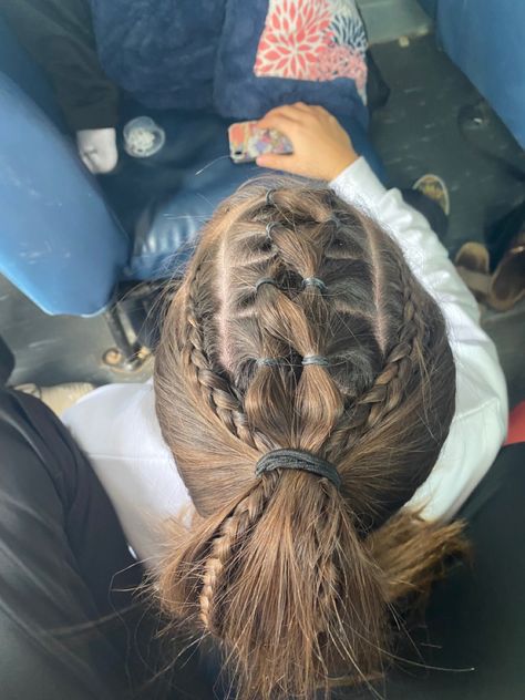 Fun Track Hairstyles, Girl Wrestling Hairstyles, Hard Braided Hairstyles, Girls Wrestling Hairstyles, Lax Hairstyles, Wrestling Hairstyles, Hairstyle Sports, Braided Sporty Hairstyles, Track Meet Hairstyles