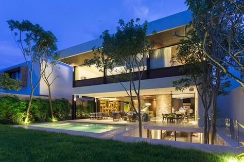 A House On A Small Plot With A Secret Entertainment Area Under The Deck Mexico House, House Modern, House Viewing, Modern Mansion, Contemporary Interior Design, Modern Exterior, Modern Homes, Entertaining Area, Architecture Firm