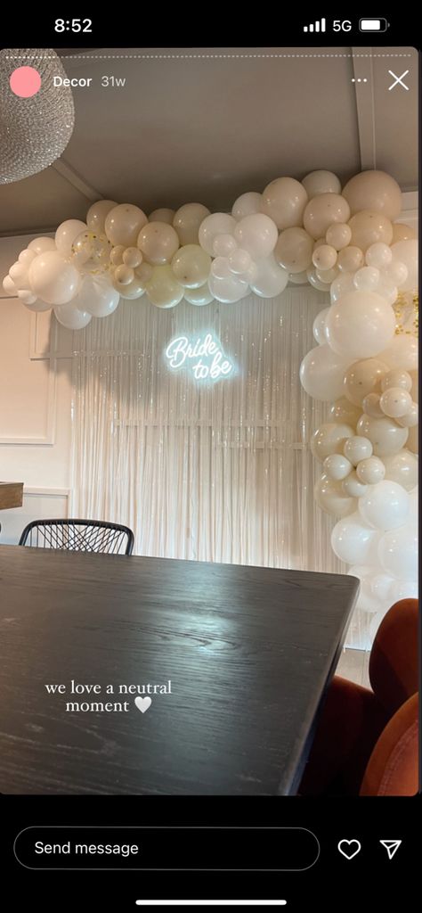 Chic Bachelorette Party Decor, White Bachelorette Party Decor, Champagne On Ice Bachelorette, Neutral Bachelorette Party Decor, Neutral Bachelorette, Classy Bachelorette Party Decorations, White Bachelorette Party, Bach Party Decorations, Name Balloons