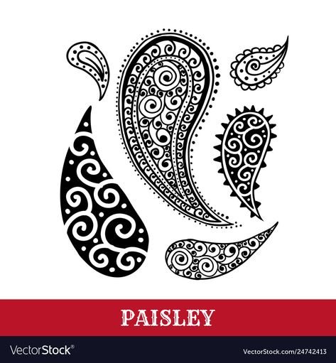 Paisley Tattoo Design, Tattoo Clipart, Paisley Coloring Pages, Motif Vector, Paisley Tattoo, Vector Tattoo, Ink Texture, Paisley Doodle, Ornamental Design