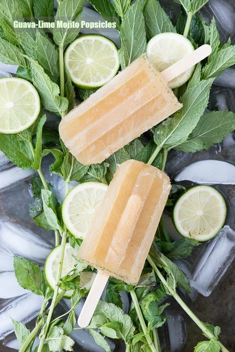 Lime Mojito, Boozy Popsicles, Watermelon Mojito, Guava Juice, Frozen Dessert Recipe, Mojito Recipe, Cold Treats, Cold Desserts, Ice Cream Popsicles