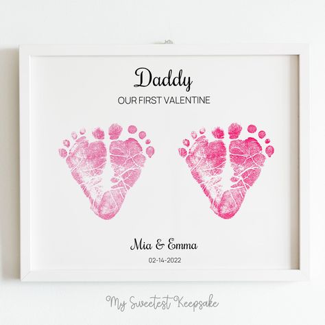 Valentines Day Baby, Baby Footprints, Baby Art, Baby Feet, Printable Gift, Baby Crafts, Keepsake Gift, Memorable Gifts, Valentine Crafts