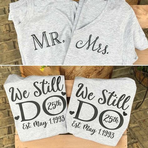 Couple Shirts Relationships, 25th Anniversary Shirts, Married Couple Shirts, Honeymoon Fashion, Wedding Tshirt, Monogram Tshirt, 50th Anniversary Shirt, Wedding Vow Renewal Ceremony, Wedding Tshirts