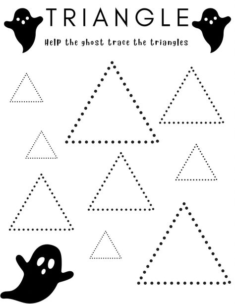 "Help your preschooler learn to draw a triangle using this Halloween themed \"Tracing a Triangle\" worksheet.  This product is a digital download." Triangle Eye, Triangle Worksheet, Shape Coloring Pages, Holiday Worksheets, Old Room, Triangles, Halloween Pictures, Toddler Crafts, Learn To Draw