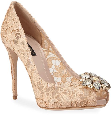 Dolce & Gabbana Jeweled Lace Pumps Dolce And Gabbana Wedding, When The Going Gets Tough, Lace Pumps, Women's Heels, Suede Pumps, Lace Design, Leather Pumps, Clearance Sale, Women's Pumps