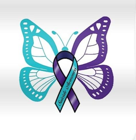 Prevention Quotes, Purple Ribbon Awareness, Teal Butterfly, Ribbon Tattoos, Teal Ribbon, Recovery Quotes, Mental Health Care, Purple Ribbon, Awareness Ribbons