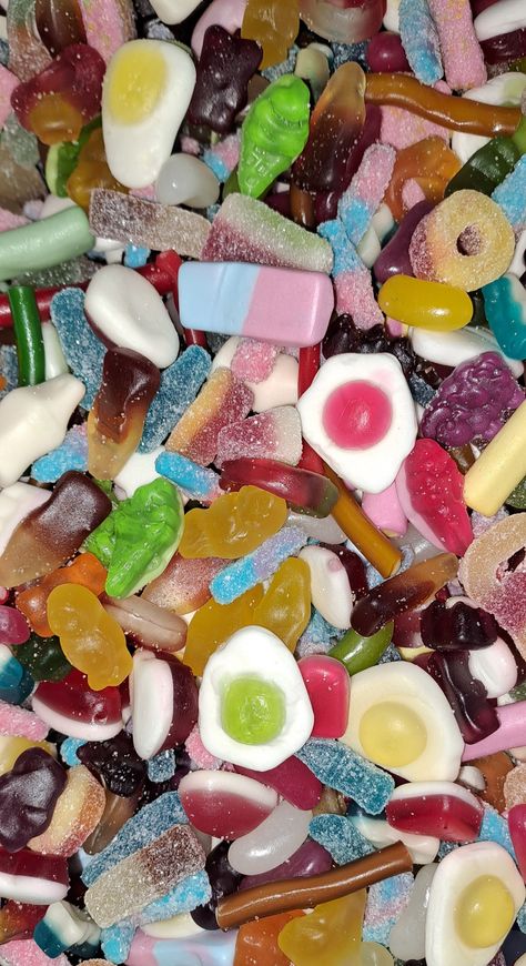 A selection of Pick N Mix Sweets including Jellies, Gums, Foams, fizzy Pick N Mix Sweets, Jelly Snacks, Gummy Sweets, Jelly Sweets, Soft Candy, Junk Food Snacks, Yummy Comfort Food, Sour Candy, Dessert Lover