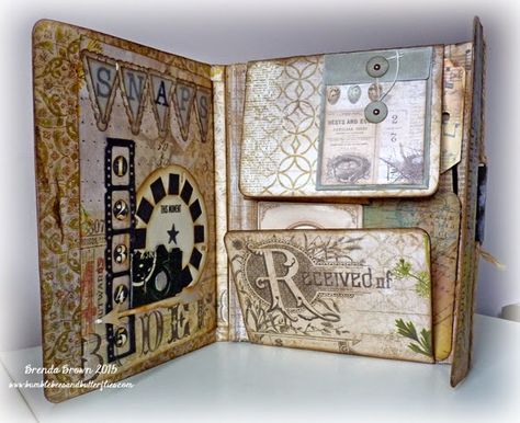 Tim Holtz Folio, Folio Ideas, Timmy Time, Tim Holtz Crafts, Mixed Media Art Tutorials, Travel Album, Glue Book, Scrap Album, Fabric Journals