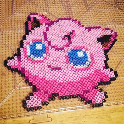 Jigglypuff Perler Beads, Jiggly Puff, Hama Beads Disney, Hama Beads Pokemon, Melt Beads Patterns, Pixel Art Pokemon, Pokemon Pattern, Pokemon Perler Beads, Pixel Beads