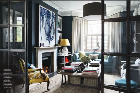 Splendid Sass: BUNNY TURNER ~ DESIGN IN LONDON Victorian Terrace House, Victorian Townhouse, Fireplace Mantel Decor, Room Window, Beautiful Rooms, Blue Living Room, Blue Rooms, South Shore, A Living Room