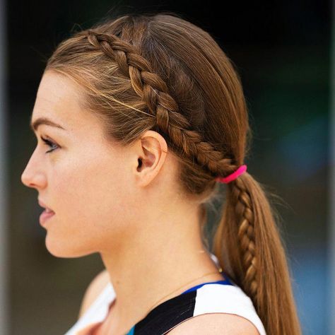 Sweat-Tested Braided Hairstyles for Running from Colleen Quigley #braidedhairstyles Hairstyles For Running, Colleen Quigley, Fast Braids, Running Hairstyles, Soccer Hairstyles, Track Hairstyles, Tan Skin Blonde Hair, Belle Hairstyle, Softball Hairstyles