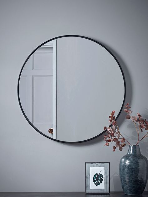 Mirrors Uk, Large Round Mirror, Black Wall Mirror, Full Length Mirror Wall, Large Pendant Lighting, Slim Frame, Contemporary Pendant Lights, Living Room Mirrors, Contemporary Pendant