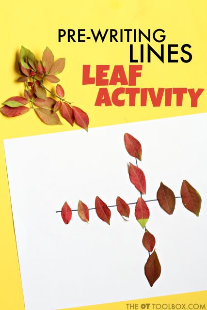 Pre-writing activity for helping kids develop the skills needed for pre-writing lines and handwriting using fall leaves Leaf Activity, Handwriting Help, Hand Strengthening, Fine Motor Activities For Kids, Handwriting Analysis, Pre Writing Activities, Writing Lines, Lines And Shapes, Writing Letters