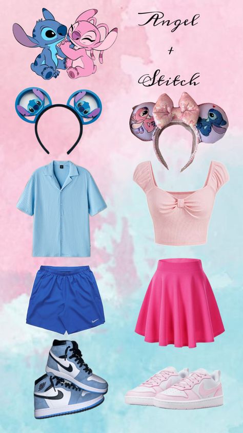 #Angel #Stitch #Disney #couple #outfitinspo Angel Stitch Disney, Stitch Couple, Couple Disney, Angel Stitch, Disney Couple, Disney Makeup, Disney Outfit, Stitch Disney, Disney Outfits