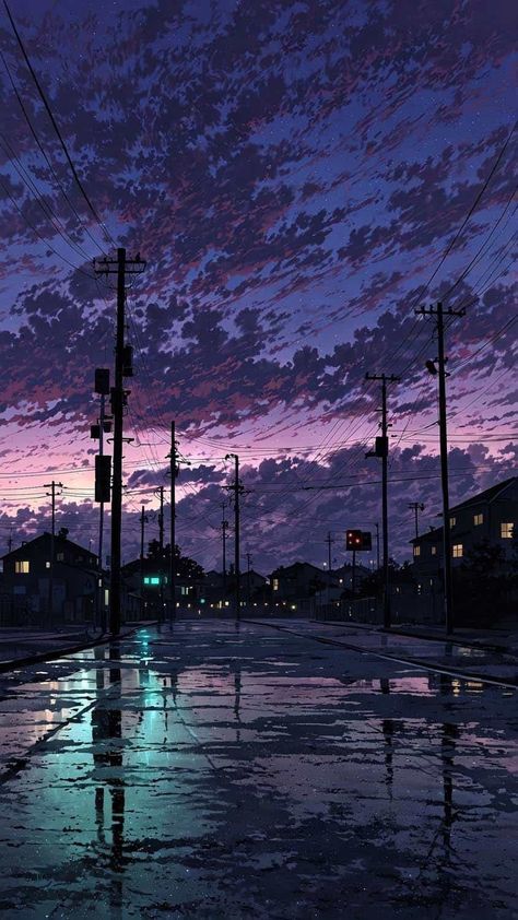 Evening Wet Road Wallpaper Boat Wallpaper, Dreamy Artwork, View Wallpaper, Neon Wallpaper, Night Sky Photos, Anime Scenery Wallpaper, Sky Aesthetic, Fantasy Landscape, الرسومات اللطيفة