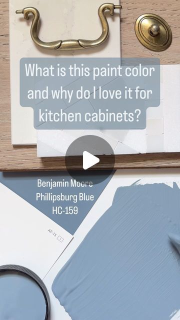 Karolina De Costa on Instagram: "Cabinet Color Crush  @benjaminmoore Phillipsburg Blue is a beautiful moody mid-tone blue with gray undertones for softness. I love it because it’s dark enough to work in well lit spaces  but it won’t overwhelm a smaller room.   Pair with light woods like pine, oak, or maple, warm metals like brass, and light stone counters.  For woodwork or walls pair with a soft white like Benjamin Moore Steam AF-15.  Where else does Phillipsburg Blue look stunning?  Try it in on a bathroom vanity, front door (it pairs great with red brick) or on walls in a south facing room.  Love it or leave it?  Let me know what you think of this shade and where you would try it in your home.  #benjaminmoore #paintcolor #paintcolors #colorinspiration #interiordesign #diy #paintcolorcons Blue Kitchen Cabinets Benjamin Moore, Benjamin Moore Blue Cabinets, Phillipsburg Blue Benjamin Moore, Phillipsburg Blue, Benjamin Moore Kitchen, Light Blue Bathroom, Benjamin Moore Blue, Oak Bathroom, Blue Kitchen Cabinets