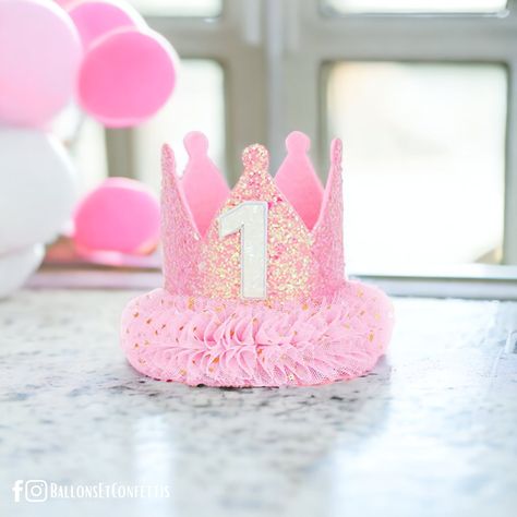 Fun Pink Birthday Hat, Pink Crew Neck Shirt For First Birthday, Pink Birthday Crown, Customizable Pink Birthday Hat, Pink T-shirt With Funny Print For First Birthday, 1st Birthday Hats, First Birthday Crown, Birthday Crown, One Year Old