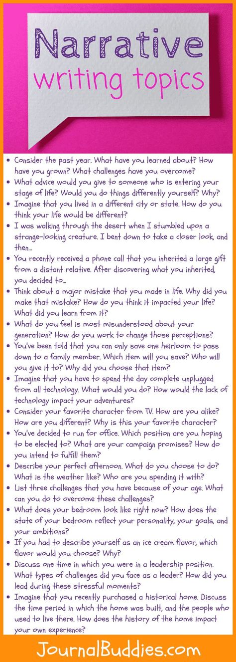 Whether you are sitting down to write a short story narrative or you simply need to pen a journal entry, these narrative writing topics will help get you started. How To Write A Narrative Story, Narrative Writing Topics, Short Story Topics, Narrative Essay Topics, Behavioral Specialist, Narrative Therapy, Write A Short Story, Homeschool Writing Prompts, Psych 101