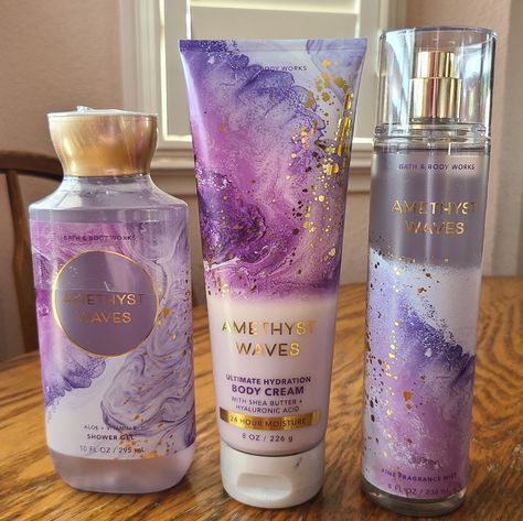 Nwt Bath & Body Works "Amethyst Waves" 3-Piece Collection. Includes A Shower Gel, An Ultimate Hydration Body Cream, And A Fine Fragrance Mist. Fragrance Notes Of Dream Berries, Wild Blooms, And Soft Sandalwood. Brand New, Never Opened Or Used. Wash Retails For $14.50. Cream And Mist Retail For $17.95 Each + Tax And Shipping That I Paid. Smoke-Free Home With A Dog I Truly Appreciate You Popping By My Closet. Respectfully, Please Keep In Mind That Posh Takes 20% Of Every Sale Bath And Body Works Perfume Aesthetic, Bath And Body Works Scents, Body Wash Collection, Best Body Cream, Bath N Body Works, Bath And Body Works Perfume, Shower Skin Care, Body Smells, Fine Fragrance Mist