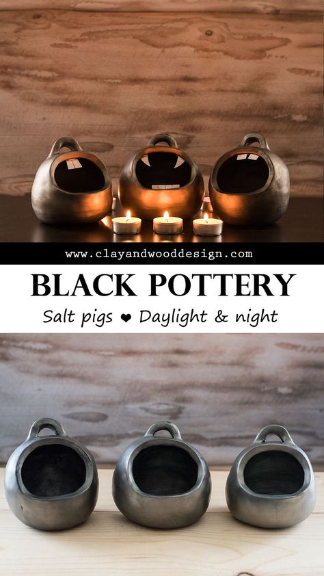 Pottery Salt Pig Handmade, Salt Pig Pottery, Pig Pottery, Rustic Kitchens, Black Pottery, Salt Pig, Ceramic Glaze, Salt Cellar, Nordic Interior