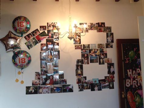 18th Birthday Party Photo Wall, 18th Photo Wall, Birthday Picture Wall, Birthday Photo Wall, Rosie Birthday, Birthday Wall Decoration, 18th Ideas, 18th Party, Present For Boyfriend