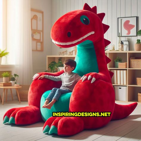 These Giant Dinosaur Shaped Kids Chairs Are The Ultimate Gaming Chair Dinosaur Bed, Pet Dinosaur, Jungle Themed Room, Animal Bed, Dinosaur Bedding, Giant Dinosaur, Expensive Decor, Supplements Packaging, Themed Kids Room