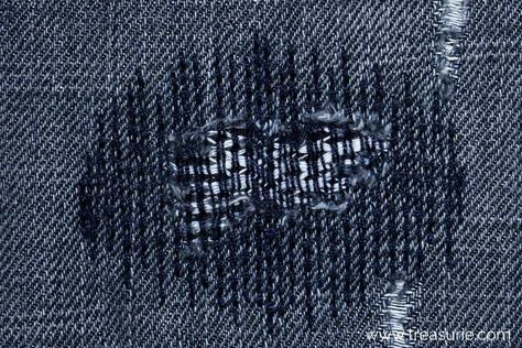 Visible Mending Jeans, Hole In Jeans, Darning Stitch, Holes In Jeans, Visible Mending Stitches, How To Patch Jeans, Holey Jeans, Patch Hole, Patches Embroidery