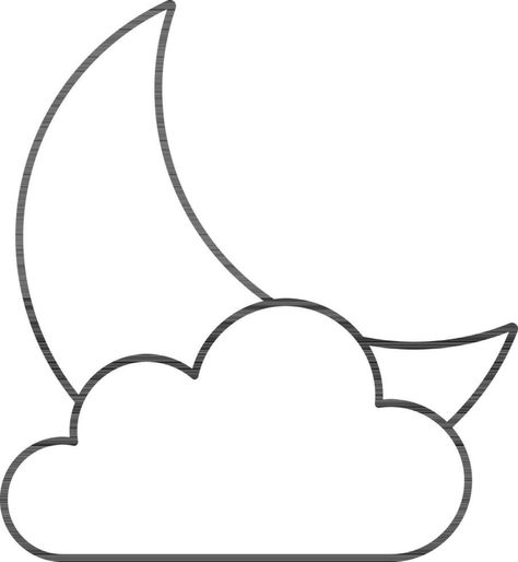 Line Art Crescent Moon With Cloud Icon. Cloud Icon, Icon Icon, Vector Portrait, Crescent Moon, Crescent, Line Art, Vector Free, Clip Art, Moon