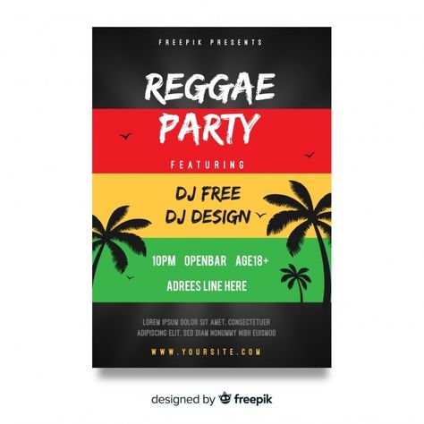 Reggae Party, Flyer Free, Music Party, Jairzinho, Party Night, Premium Vector, Vector Free, Education, Bar