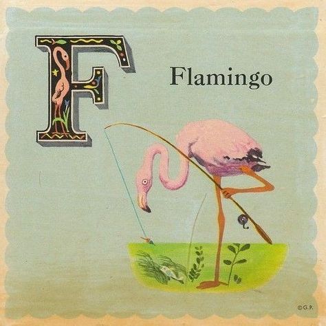 let's modernize the world together F Is For Flamingo, Flamingo Vintage, The Letter F, Vintage Alphabet, Postal Vintage, Fiesta Tropical, Alfabet Letters, Flamingo Art, Printable Vintage